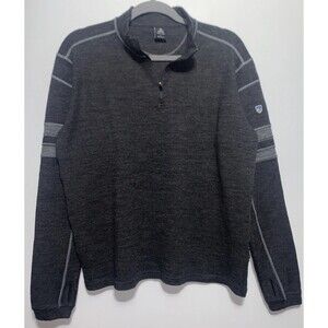 Kuhl Sweater Mens Large Team 1/4 Zip Gray Merino Wool Long Sleeve Hiking Skiing